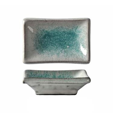 Imagem de Bandeja de lanche 2 peças de cerâmica pequena quadrada prato de molho estilo japonês prato de sushi aromatizante prato de mostarda molho de soja bandeja de pimenta pratos de lanche cerâmica (cor: 7)