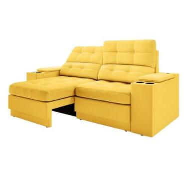 Imagem de Sofá com Usb Retrátil e Reclinável Eureka 1,70m - Canário