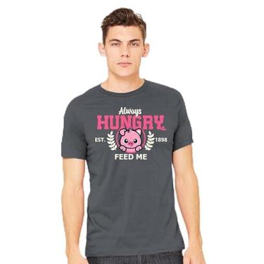 Imagem de TeeFury - Always Hungry Feed Me - Camiseta masculina animal, porco,, Cinza mesclado, 4G