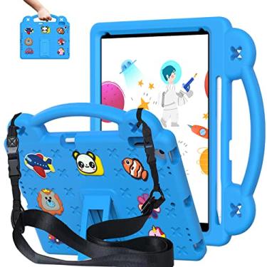 Imagem de AKABEILA Compatível com Xiaomi Redmi Pad Pro 12.1 2024, capa protetora universal leve à prova de choque para crianças, alça de ombro e alça de suporte, azul celeste