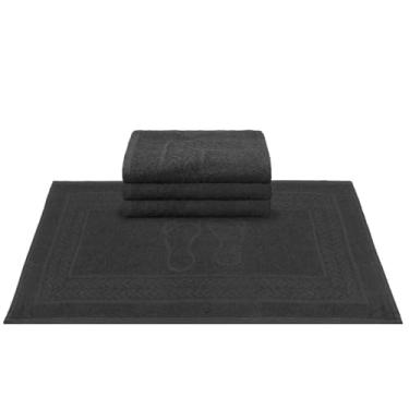 Imagem de Kit 6 Tapetes Piso Atoalhado de Banheiro Sublime p/Secar Pes - Saida Box (Preto)