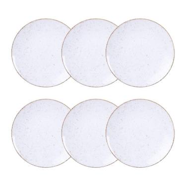 Imagem de Jogo de Pratos Sobremesa Rústico 6 Peças 21 cm Porcelana Decorada Tramontina