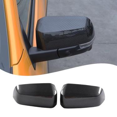 Imagem de Lcojicep Acabamento da tampa do espelho lateral da porta do carro compatível com Ford Ranger 2023 2024, acabamento da tampa do espelho retrovisor externo ABS, acessórios decorativos (grão de fibra de