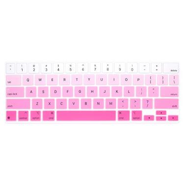Imagem de HRH Capa de silicone Magic Keyboard Skin para iPad Pro 12,9 polegadas Magic Keyboard (4ª geração) modelo 2020 MXQU2LL/A, para iPad Pro 12,9 acessórios protetores de teclado - rosa ombré