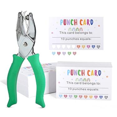 Imagem de Cartões perfurados, pacote com 200 cartões de soco de recompensa com coração perfurador de mão macia prêmios de incentivo de comportamento para crianças, professores, sala de aula, materiais escolares, cartões de presente de lealdade para casa, 8,88 cm x 5,08 cm