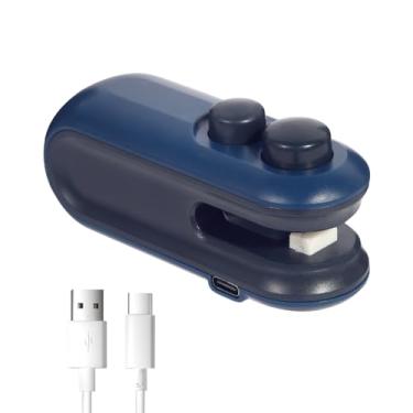 Imagem de Selador de mini saco, selador de saco 2 em 1 recarregável, selador térmico com cortador, revendedor portátil para sacos de chips, máquina seladora de sacos de plástico para lanches e frescor de