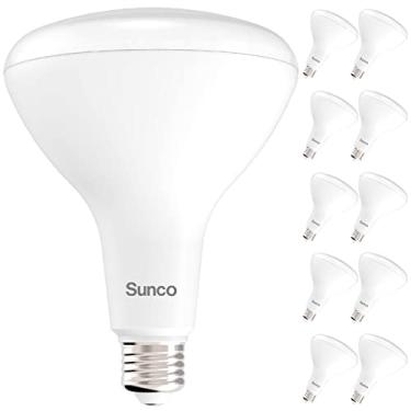 Imagem de Sunco Pacote com 10 lâmpadas LED BR40, holofotes internos, lâmpadas embutidas, 1400 LM, 17W (equivalente a 100 W), branco frio 4000K, regulável, base E26, para casa, quarto, cozinha UL.