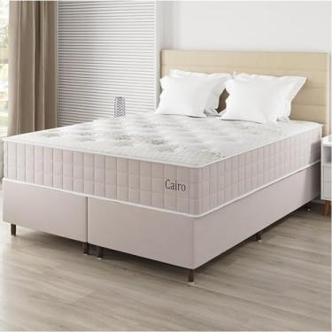 Imagem de Conjunto Colchão Mola Ensacada e Base Box Queen 67x158x198cm Cairo Yescasa Creme