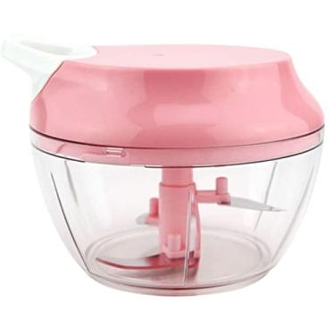 Imagem de Mini Triturador Processador de alimentos manual alho cebola 3 Lâminas inox 550ml Top, Cor: (Rosa)