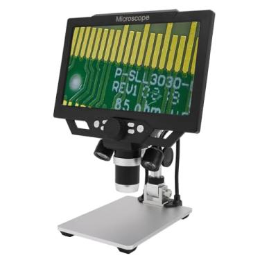Imagem de Microscópio Digital LCD de 9 Polegadas, 12MP 1600X Ampliação 1080P Microscópio USB,Com 8 Lâmpadas LED e 9 Polegadas LCD Digital 2 Luzes Laterais,para Planta/rocha/placa de Circuito