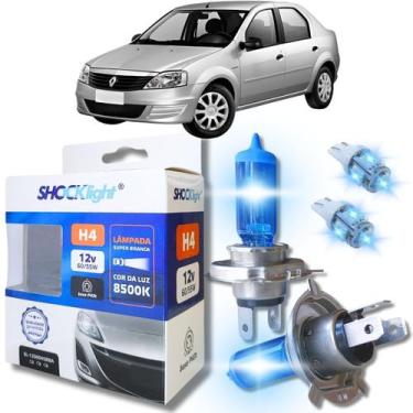 Imagem de Kit par lâmpadas super branca conector h4 8500k shocklight + par leds 
