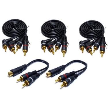 Imagem de 3 Cabos RCA 1,5 Metro mais 2 Y 2M1F Processador Crossover - NTV