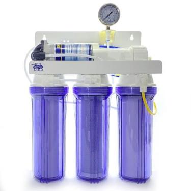 Imagem de Filtro Osmose Reversa 50Gpd Com Manômetro Bomba Transparente - Br Fish