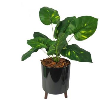 Imagem de Arranjo de flor Jiboia Artificial em Vaso de Plástico - Nacional, Pret
