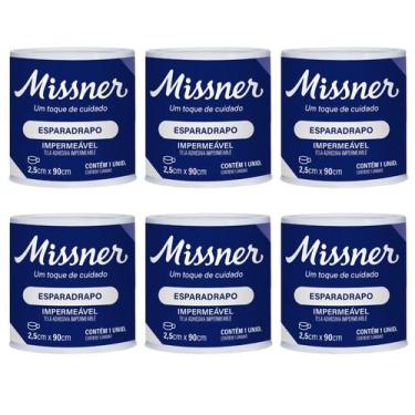 Imagem de Kit 6 Esparadrapo Impermeável Branco 2,5cm X 90cm - Missner