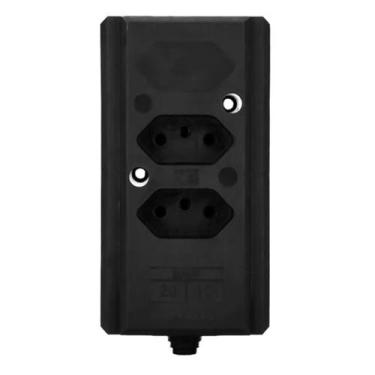 Imagem de Tomada Barra Dupla 2 Polos + T Biamper Preta Interneed