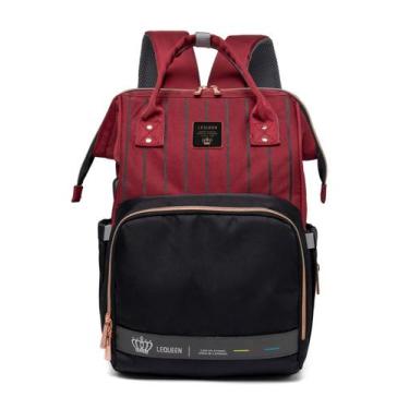 Imagem de Mochila Maternidade Grande Impermeável Lequeen Vermelho Preto, U