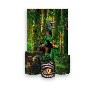 Imagem de Painel De Festa Vertical 1,50 x 2,20 + Trio De Capas Cilindro - Dinoss