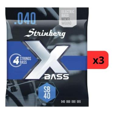Imagem de Kit 3 Encordoamento Strinberg Para Contra Baixo SB40 - 4 Cordas