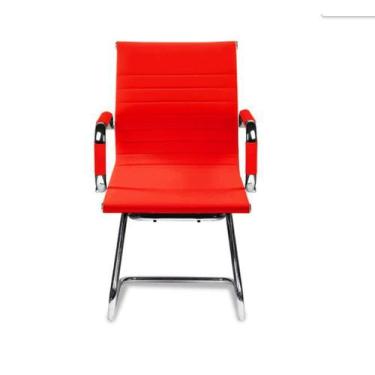 Imagem de Cadeira Secretária Interlocutor Esteirinha Vermelha em Material Sintét