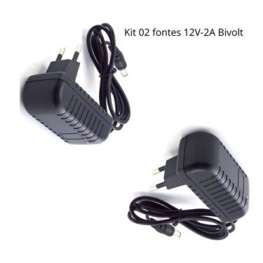 Imagem de Kit 02 Fontes Alimentação Plástica 12v-2a Bivolt- 2un - Power