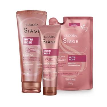 Imagem de Combo Shampoo Leave-in Refil Máscara Capilar Nutrição Nutri Rosé Siàge