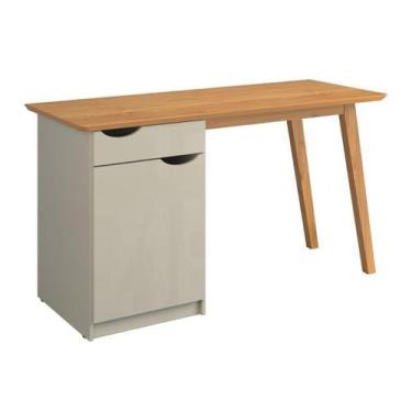 Imagem de Mesa / Escrivaninha PR  Estilo Retrô Moderno Cor Off White / Cinamomo 