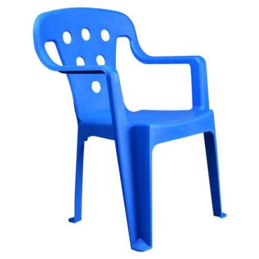 Imagem de Cadeira De Plástico Para Crianças 52x36 Azul Poltroninha Com Proteção 