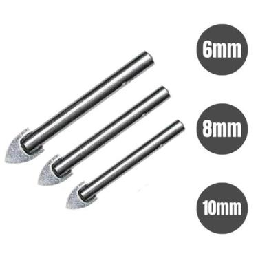 Imagem de Kit Brocas P/Vidro Cerâmica Porcelanato 6mm 8mm 10mm Cortag