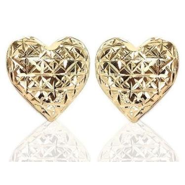 Imagem de Brinco de ouro 18 k Coração Diamantado . - Elegancy Joias