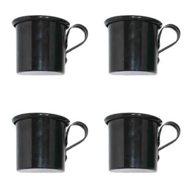 Imagem de Kit 4 Canecas em alumínio estilo Moscow Mule Decor - Black - Retrofenn