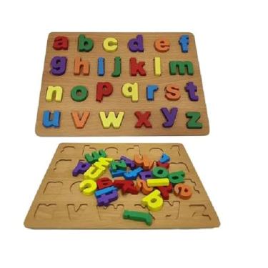 Imagem de Brinquedo Tabuleiro Alfabeto Em Madeira Didático Pedagógico