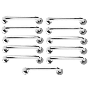 Imagem de Alça de Apoio Inox Barra 30cm Kit 11 Unidades Idoso Cadeirante Deficiente Banheiro Box Corrimao Suporte Segurança