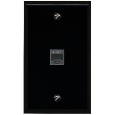 Imagem de RiteAV Rj11/12 Placa de parede para telefone 1 gangue plana, Black