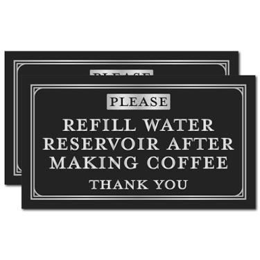 Imagem de Please Refill Adesivo de reservatório de água para cafeteira, 3,5 x 2,0 placas de café para estação de café, compatível com máquina de café Keurig, acessórios para cafés, itens essenciais para sala de