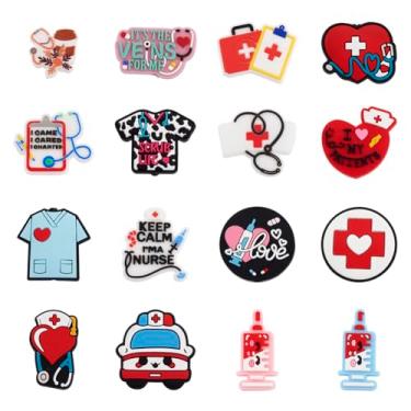Imagem de 16 peças com tema de enfermeira contas de silicone roupas de enfermeira chapéu agulha estetoscópio contas focais de silicone caixa de remédios em forma de ambulância contas espaçadoras de silicone