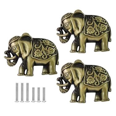 Imagem de Puxadores de elefante 3 peças de gaveta de armário de animais antigos puxador decorativo para porta de móveis de liga de zinco armário armário cômoda puxadores de armário acessórios de ferragens para