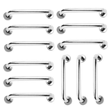 Imagem de Alça de Apoio 30cm Inox Barra Kit 12 Unidades Deficiente Idoso Banheiro Box Acessibilidade Corrimao Suporte Resistente