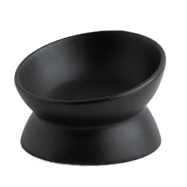 Imagem de Comedouro Elevado Redondo de Cerâmica para Pets, Design Moderno, Modelo Firenze (Preto)