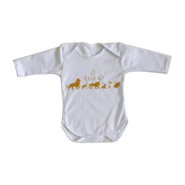 Imagem de body nenê criança roupa bebê manga longa Rei Leão dourado - Empório Du
