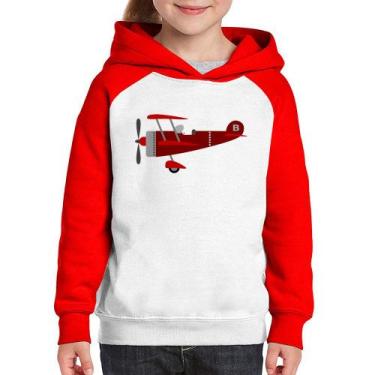 Imagem de Moletom Infantil Avião Biplano - Foca na Moda, Branco, Vermelho, 2