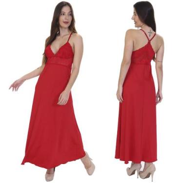 Imagem de Camisola Jade Longa de Microfibra Light e Renda Feminino - Biografia d