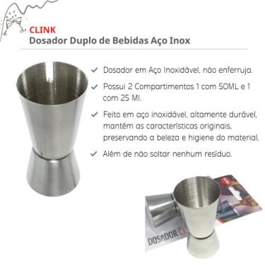 Imagem de Dosador Medidor Duplo De Bebidas Inox Coquetel Drinks Bartender - Clin