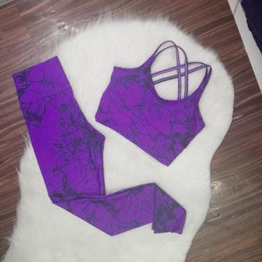 Imagem de Conjunto Legging Marmorizado Top Trançado Academia - BELLA FITNESS, Ro