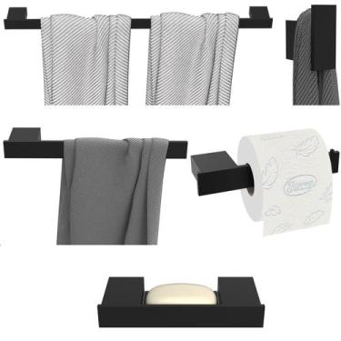 Imagem de Kit Acessórios Para Banheiro 5 Peças Preto U.Master - UNIDAS STORE