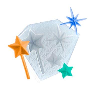 Imagem de Molde De Silicone 219 - Varinha Mágica + Estrelas - Natal - Flexarte