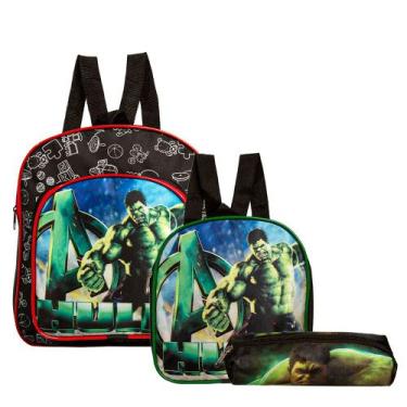 Imagem de Mochila Escolar Incrível Hulk Costas Kit Lancheira+Estojo - TOYS 2U