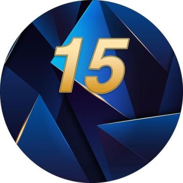 Imagem de Painel De Festa Redondo 1,50x1,50 - 15 Anos Masculino Azul e Dourado 3