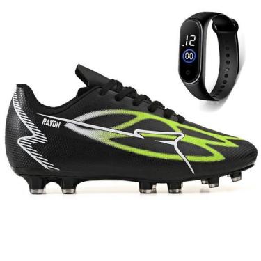 Imagem de Kit Chuteira Futebol Sintetica Campo Grama Natural + Relogio Adulto - 