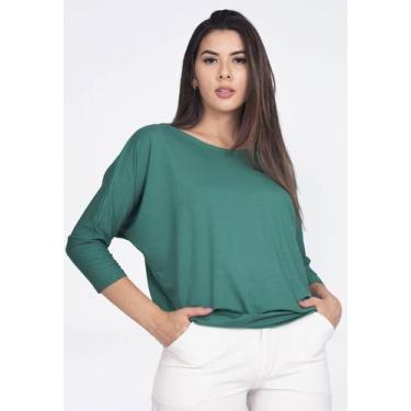 Imagem de Blusa Morcego Ampla Manga 3/4 Verde Jade - Amazonia Vital